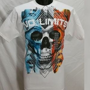 New Amplify T Shirt M NO LIMITS Skull Graphic Fire Ice Grunge Streetwear Tee Top
